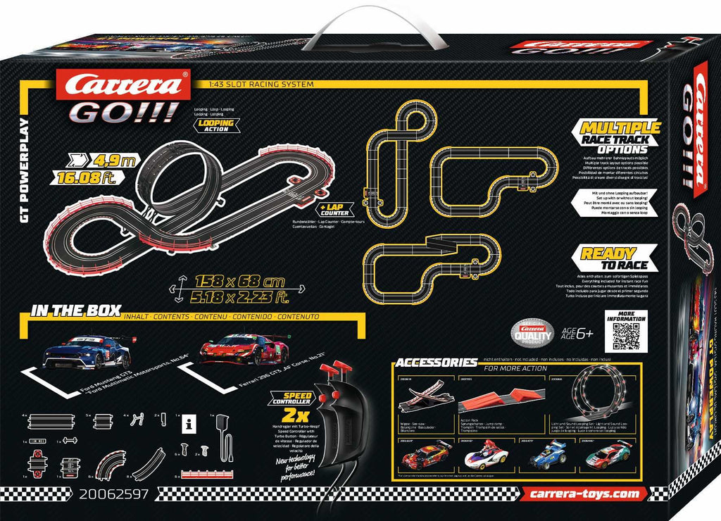 Carrera GO!!! 1/43 GT Powerplay Slot Car Set - 4.9m Long