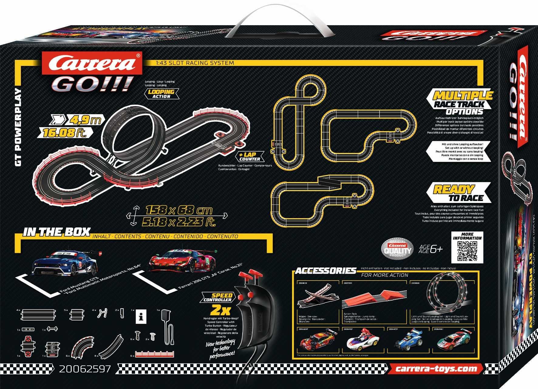 Carrera GO!!! 1/43 GT Powerplay Slot Car Set - 4.9m Long